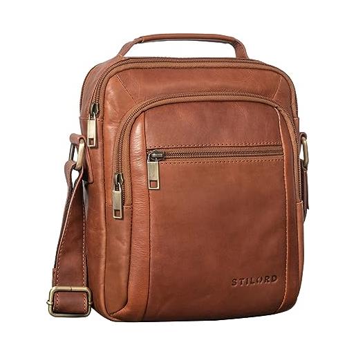 STILORD 'lucky' borsa a tracolla piccola in pelle da uomo borsa reporter in pelle crossbody borsa vintage in vera pelle, colore: namibia - marrone