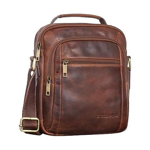 STILORD 'lucky' borsa a tracolla piccola in pelle da uomo borsa reporter in pelle crossbody borsa vintage in vera pelle, colore: prestige - marrone