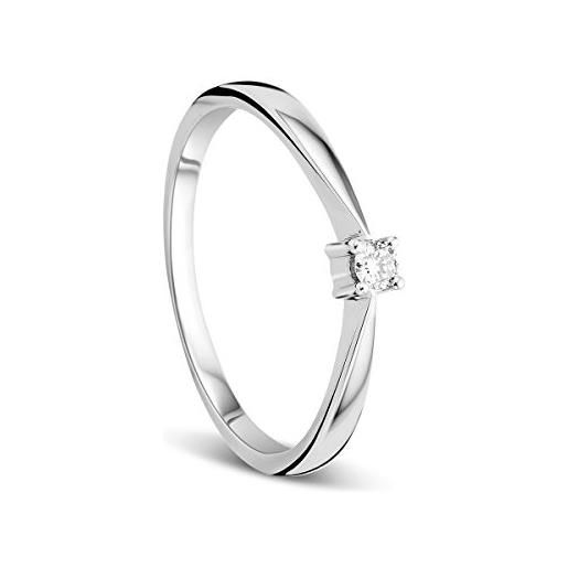 Orovi anello donna solitario in oro bianco con diamante taglio brillante ct 0.05 oro 9 kt / 375