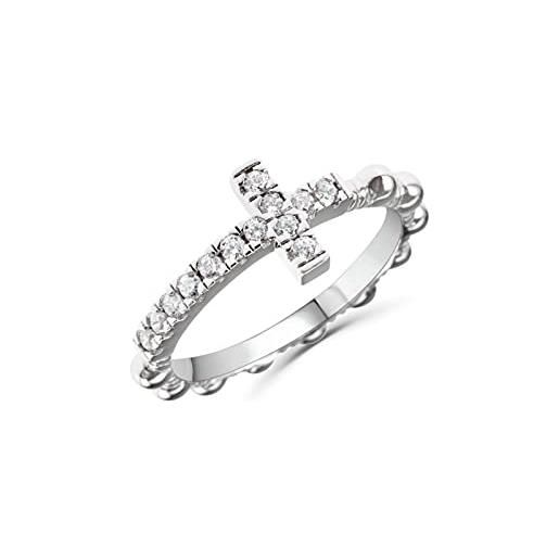 Anellissimo anello croce rosario donna argento 925 con zirconi - 14