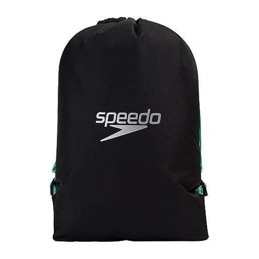 Speedo unisex adulto pool bag borsa, nero/verde scuro glow, taglia unica