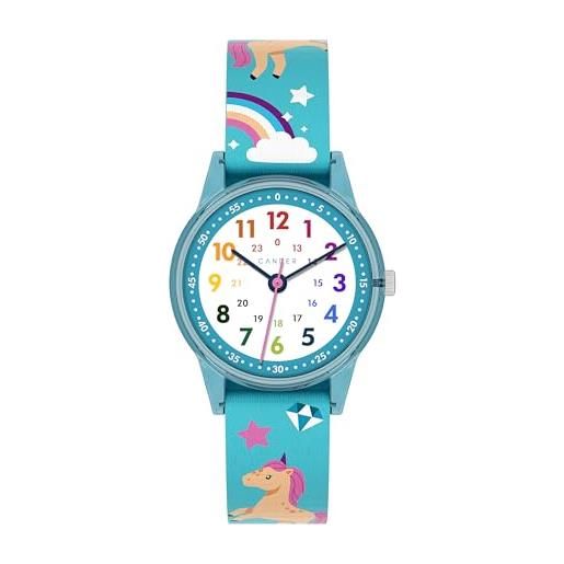 Cander Berlin mna 0230 e - orologio da polso per bambini, in velcro, 3 atm, impermeabile, analogico, unicorno
