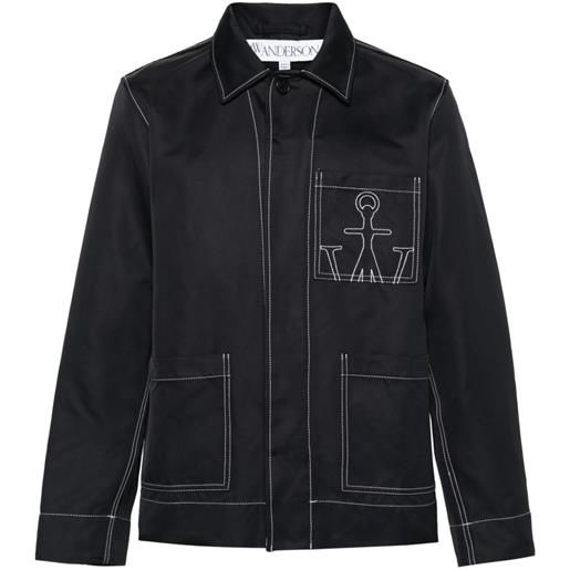 JW Anderson giacca-camicia jw anchor con ricamo - nero