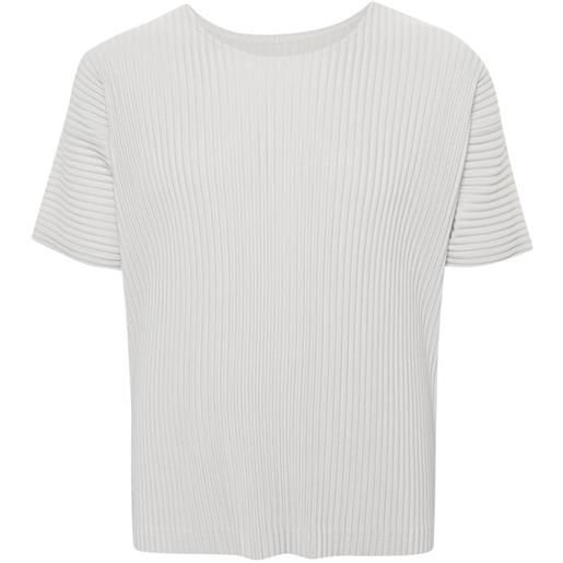 Homme Plissé Issey Miyake t-shirt basic plissé con scollo rotondo - grigio