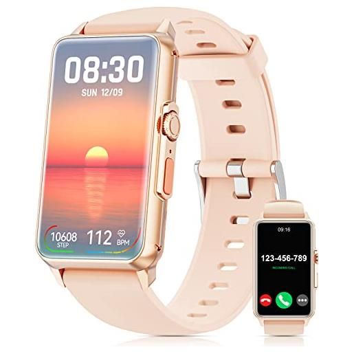 Mingtawn smartwatch uomo donna con effettua e rispondi alle chiamate bluetooth, 1.57 smart watch con cardiofrequenzimetro/sonno, impermeabile ip67 orologi sportivo (pink)