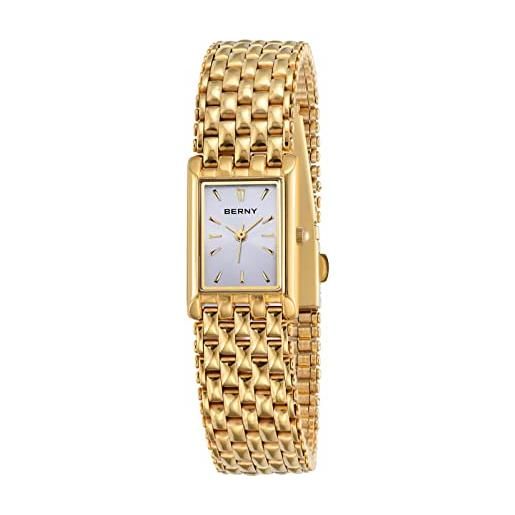 BERNY orologi d'oro per le donne aggiornati orologi da polso al quarzo acciaio inossidabile band ladies piccolo orologio d'oro di lusso casual fashion bracelet strumenti inclusi