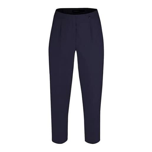 Robell style marie07 - pantaloni da donna comodi ed elastici, gamba dritta con spacco, blu marino, w46