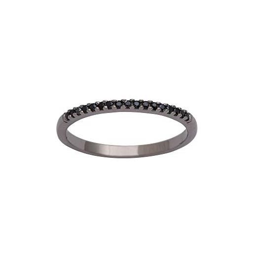 Shine Jewel anello eternity classico spinello nero impilabile in argento sterling 925, anello eternity per donna q 1/2 il giro nero spinello bianco