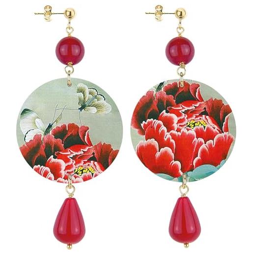 Lebole Maison lebole gioielli orecchini da donna the circle fiore rosso fondo chiaro classico rubino