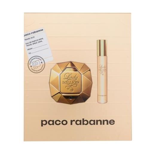 Paco Rabanne lady million cofanetti eau de parfum 80 ml + eau de parfum 20 ml per donna