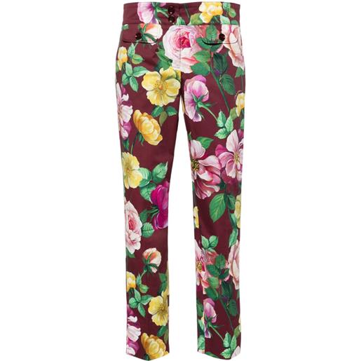 Dolce & Gabbana pantaloni sartoriali a fiori - rosso