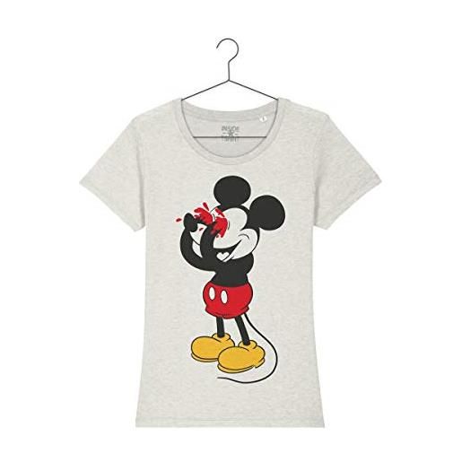 INSIDETSHIRT maglietta topolino stile grattachecca e fichetto mickey mouse bleeding eyes t-shirt girl (warm white, m)