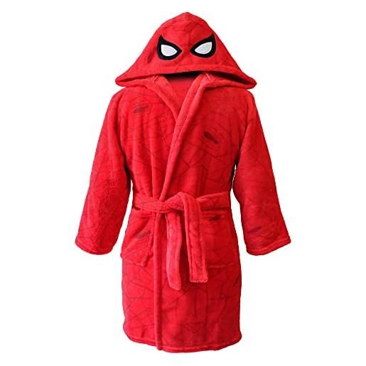 CTI spiderman mask - vestito da camera da letto per bambini 2-4 anni | oeko-tex | accappatoio da bambino in morbido pile | rosso, rosso, 2-4 anni