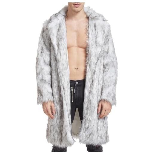 MaNMaNing cappotto uomo invernale pelliccia giacca caldo pelliccia finta lungo giacca pelliccia banda cappotto pelliccia moda cappotto invernale (pelliccia, s)