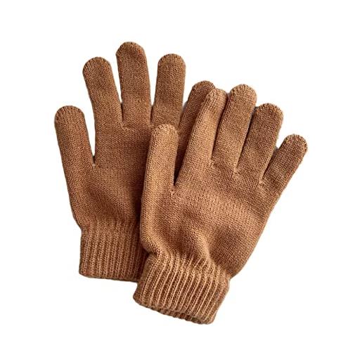 TEBBS guanti invernali donna guanti a cinque dita guanti invernali da donna addensati caldi e resistenti al freddo colore cammello taglia unica