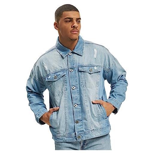 Urban Classics ripped denim jacket, giacca in jeans uomo, blu (bleached), small