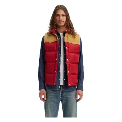 Levi's western super puffer vest, gilet di jeans uomo, rhythmic red, s