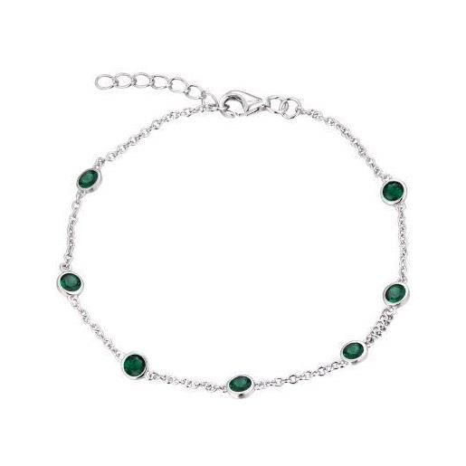 JO WISDOM braccialetto argento 925 donna con aaa zirconia cubica maggio birthstone colore verde smeraldo bracciali braccialetti, 18cm+2cm, 