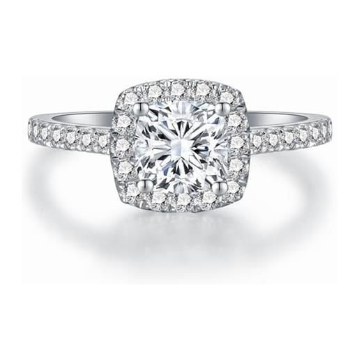 Blocaci halo - anello di fidanzamento da donna in oro bianco 9 carati (375), 1-1/4 carati (ctw), con zirconi, per anniversario di matrimonio, metallo pregiato, zirconia cubica