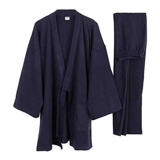un-brand kimono giapponese da uomo in velluto pigiama suit plus size zen clothing abbigliamento taoista (taglia xl, c)