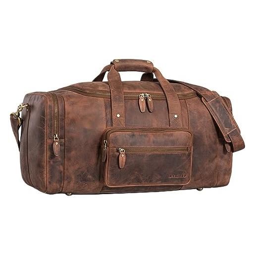 STILORD 'journey' borsone da viaggio di pelle borsa da viaggio borsone palestra uomo borsa weekend donna bagaglio a mano vintage, colore: aneto - marrone