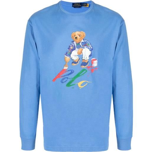 Polo Ralph Lauren t-shirt polo bear con stampa - blu