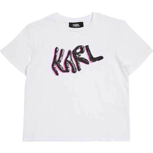 KARL LAGERFELD t-shirt in jersey di cotone con decorazioni
