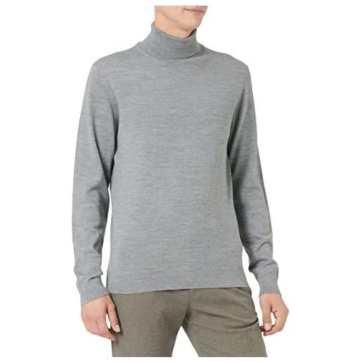 SELECTED HOMME slhtown merino coolmax knit roll b noos maglione, grigio, xxl uomo