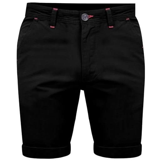 West. Ace - pantaloncini da uomo in cotone elasticizzato slim fit, stile chino, estivi, casual e smart, nero - denim, 50