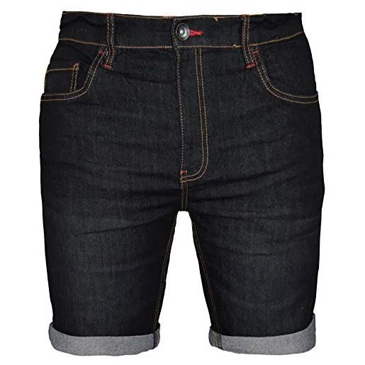 West. Ace - pantaloncini da uomo in cotone elasticizzato slim fit, stile chino, estivi, casual e smart, nero - denim, w34
