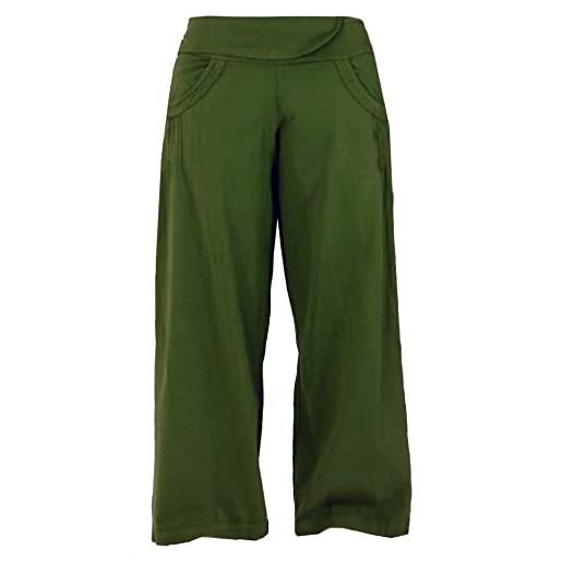 GURU SHOP guru-shop, pantaloni palazzo confortevoli, pantaloni marlene - verde, cotone, dimensione indumenti: m (38), pantaloni lunghi