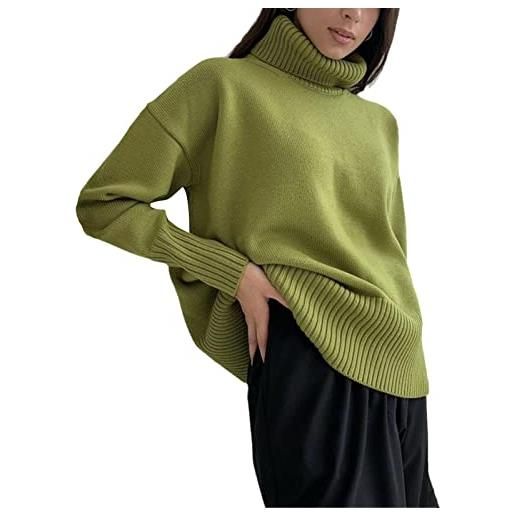 Kelsiop maglione invernale in cashmere con collo alto maglione invernale da donna elegante maglione lavorato a maglia calda spessa, en8, taglia unica