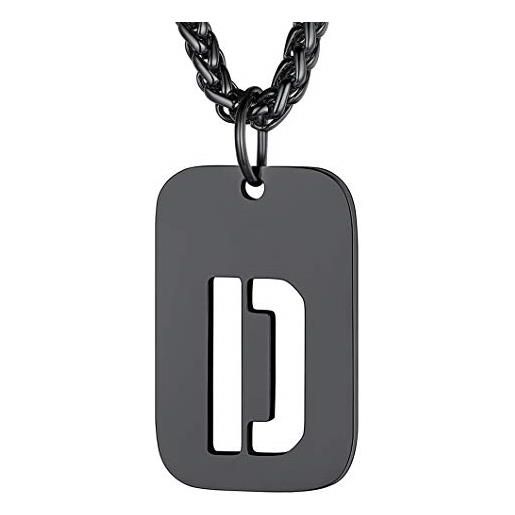 Richsteel collana con ciondolo a forma di lettera a-z 26 personalizzabile con lettera dell'alfabeto con catena di grano resziabile placcato oro/nero e acciaio inossidabile gioielli unisex