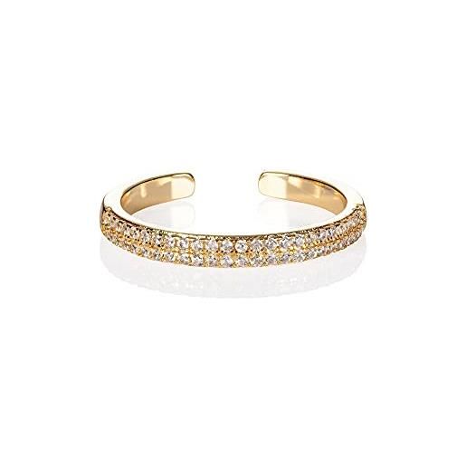 Namana anello regolabile da donna, elegante anello a fascia da donna con zirconi cubici e anelli regolabili per donne e ragazze adolescenti con pietre trasparenti, ottone, zirconia cubica