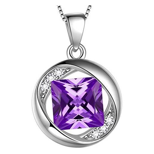 Aurora Tears febbraio collana in argento sterling 925 con pendente in ametista in cristallo 18 dp0029f