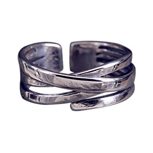 NicoWerk anello da donna in argento sterling 925, larghezza regolabile, liscio, aperto, sri427