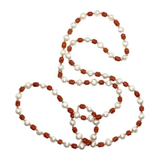 sicilia bedda - collane in corallo rosso del mediterraneo - gioielli argianali realizzati a mano (collana perle barocche e corallo)