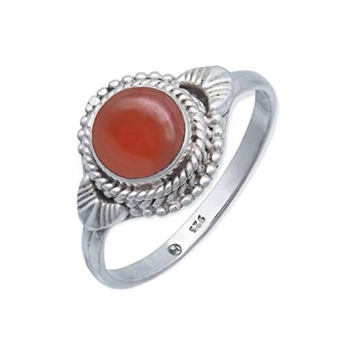 mantraroma anello argento 925 con pietre preziose corniola pietra rosso aranciato argento sterling da donna in vero argento (mrg-153-16-(50))