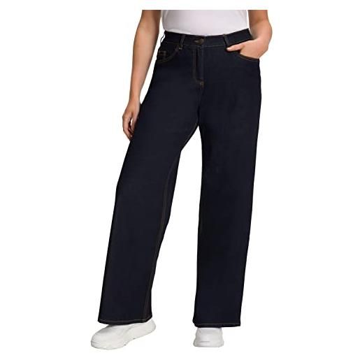 Ulla popken jeans mary, weites bein, 5-pocket, komfortbund zampa, blu (dark denim 93), 47w / 32l donna