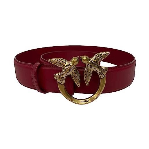 Pinko love berry h4 belt vitello set cintura, r40q_dark red-antique gold, m donna