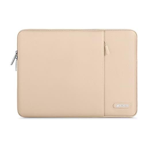 MOSISO laptop custodia borsa 15-15,6 notebook compatibile con mac. Book pro 16 2024-2019 m3 a2991 m2 a2780 m1 a2485 a2141/pro retina 15 a1398, poliestere manica verticale con tasca, albicocca