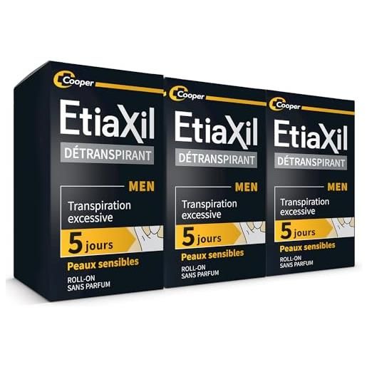 Etiaxil - deodorante deodorante - uomo - trattamento sudorazione eccessiva - ascelle - men pelle sensibile - 3x15 ml
