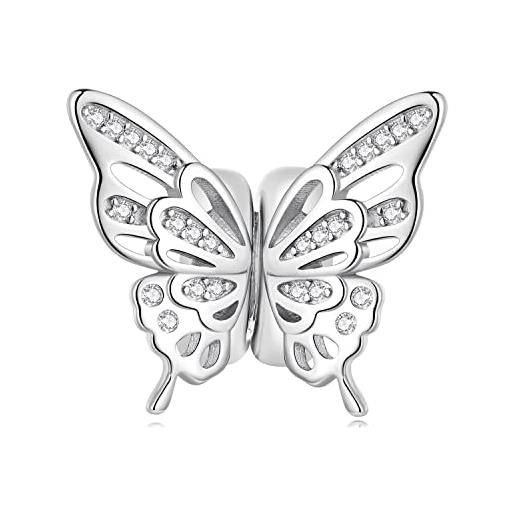Teleye il fascino dell'argento sterlina 925 di fascino della farfalla misura per la collana del braccialetto di pandora, bsc823