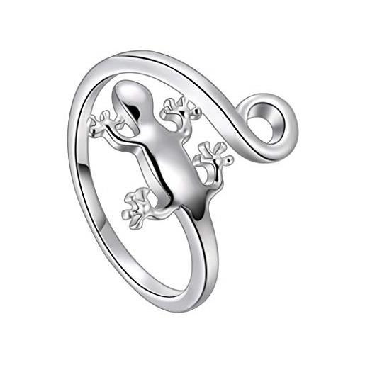 Besilver anello a forma di pavone, a forma di rosa, con lucertola, per donne e ragazze, in argento sterling e placcato argento base, regolabile, colore: d, anello lucertola, cod. Fr0017w-eu