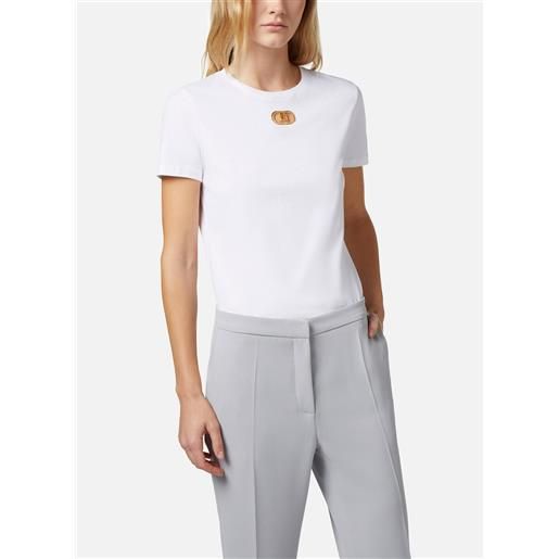 ELISABETTA FRANCHI t-shirt in jersey with logo plaque donna