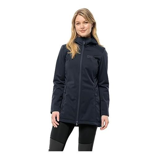 Jack Wolfskin windhain coat w cappotto in softshell, blu notte, l donna