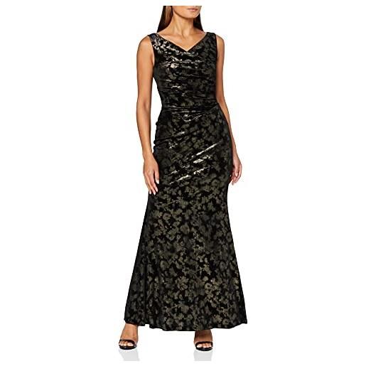 Gina Bacconi women's velvet maxi dress vestito da cocktail, nero/oro, 42 donna