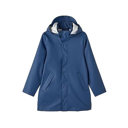 NAME IT nkndry rain jacket long 1fo noos giacca impermeabile, insignia blue, 152 unisex-bambini e ragazzi