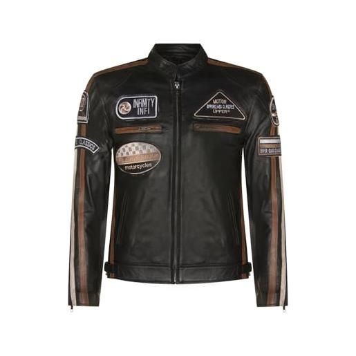 Infinity Leather uomo nero in pelle motociclista distintivo corsa moto giacca xl