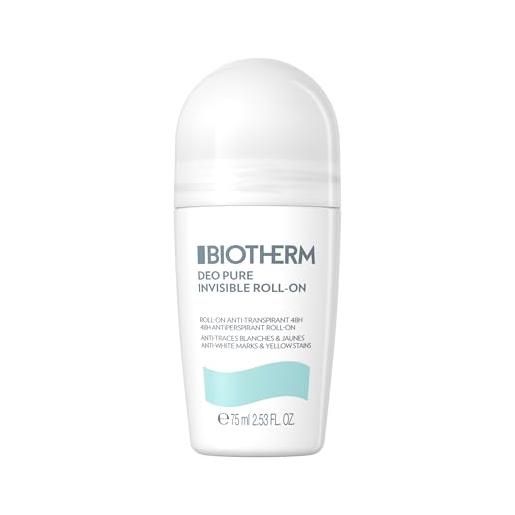 Biotherm pure invisible deodorante roll-on 48h, donna, 75 ml